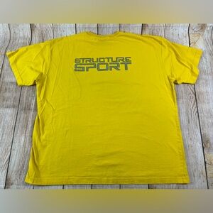Vintage Distressed Y2K Structure Sport Yellow T Shirt Size XL